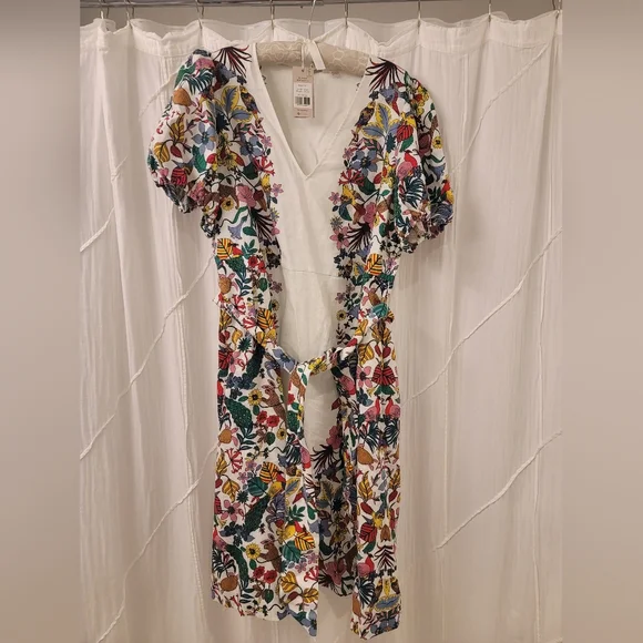 Floral V-Neck Puff Sleeve Dress - Picture 2 of 4